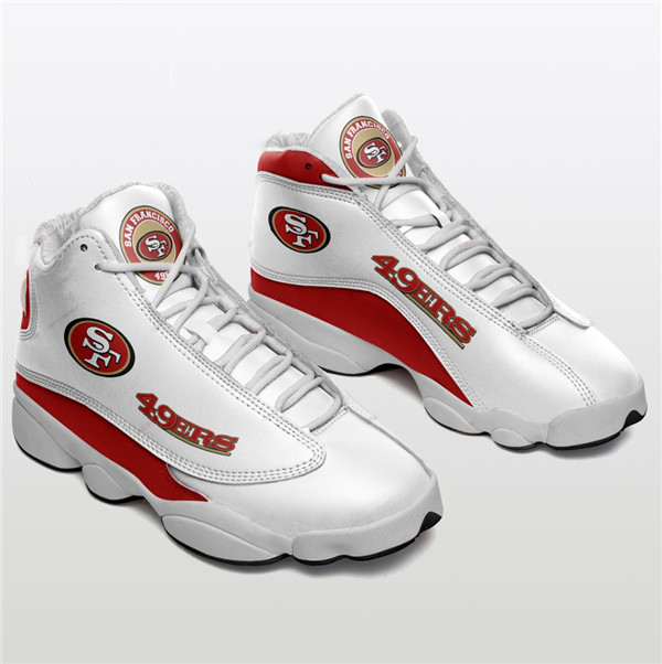 Women's San Francisco 49ers AJ13 Series High Top Leather Sneakers 004